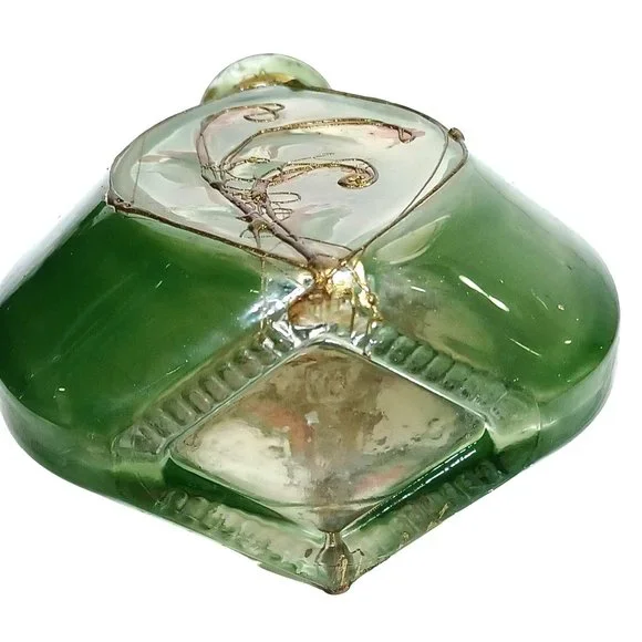 Antique French Glass Perfume Bottle Poss. Daum Nancy Jade Green 24k Gold Vintage - Picture 8 of 13